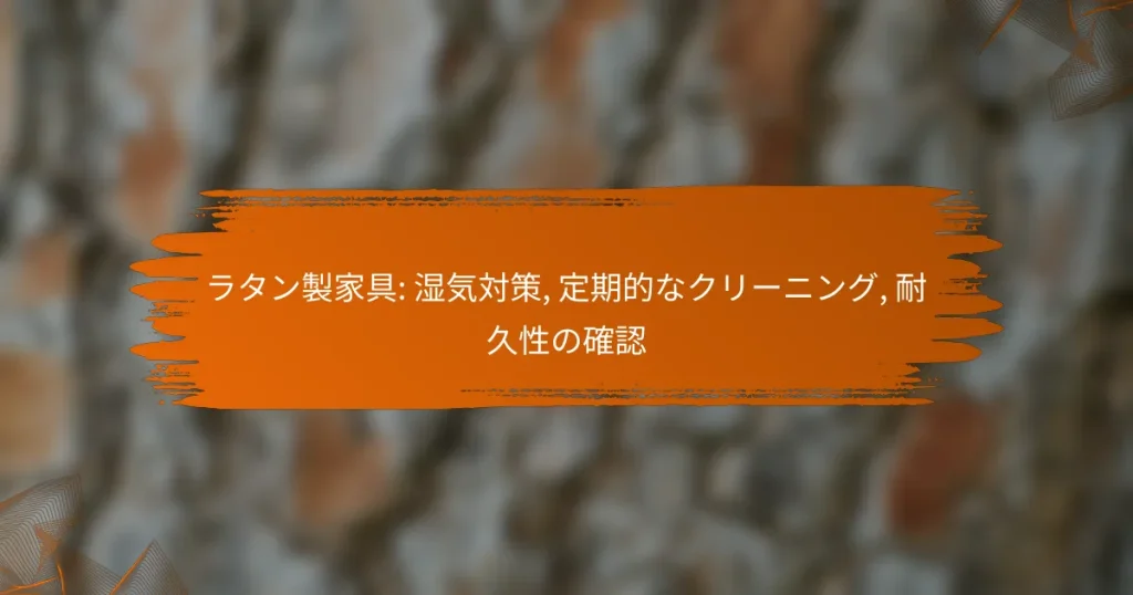 ラタン製家具: 湿気対策, 定期的なクリーニング, 耐久性の確認