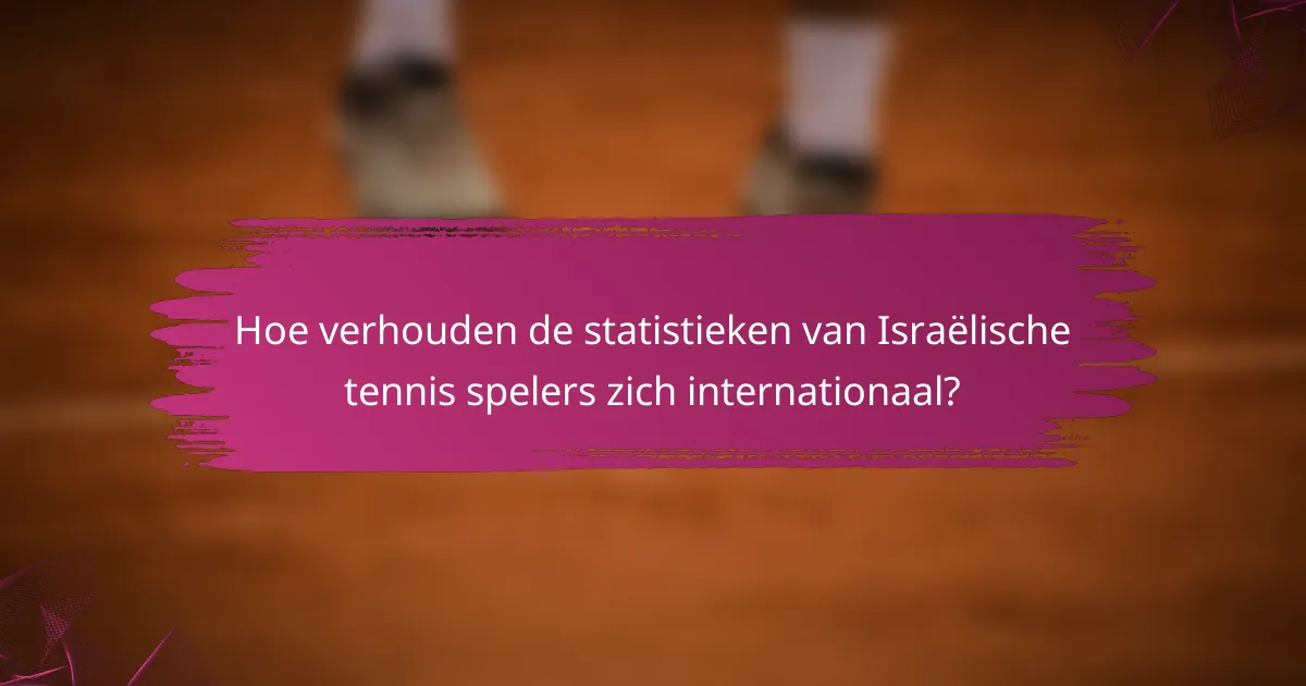 Hoe verhouden de statistieken van Israëlische tennis spelers zich internationaal?
