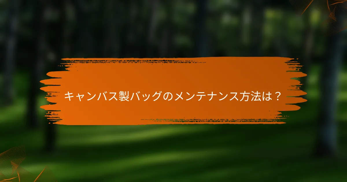キャンバス製バッグのメンテナンス方法は？