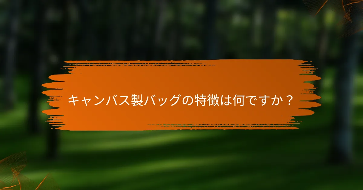 キャンバス製バッグの特徴は何ですか？
