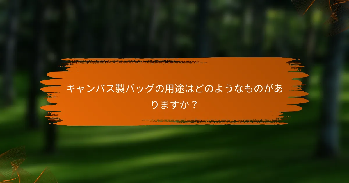 キャンバス製バッグの用途はどのようなものがありますか？