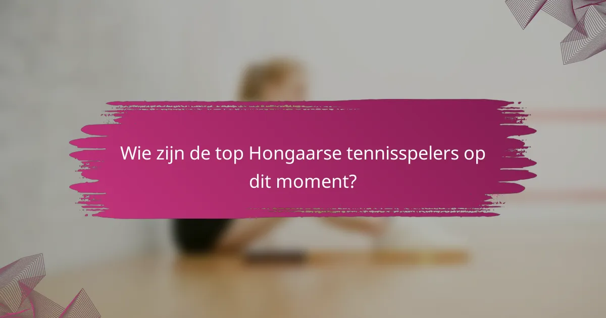 Wie zijn de top Hongaarse tennisspelers op dit moment?